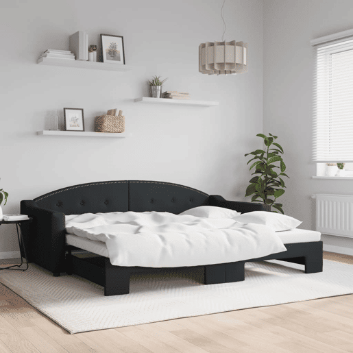 Sofá-cama, Sofá conversível com gavetão 90x200 cm tecido preto