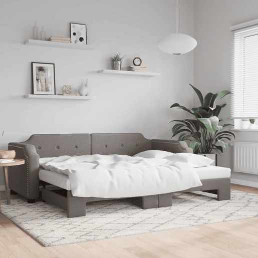 Sofá-cama, Sofá conversível com gavetão 100x200 cm tecido cinzento-acastanhado