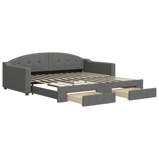Sofá-cama, Sofá conversível c gavetãogavetas 100x200 cm tecido cinzento-escuro
