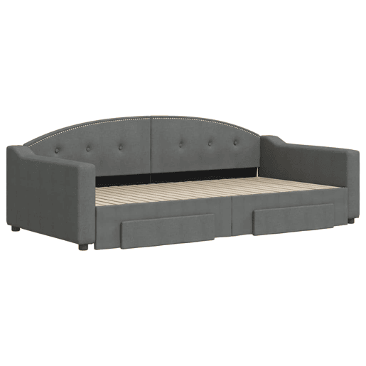 Sofá-cama, Sofá conversível c gavetãogavetas 100x200 cm tecido cinzento-escuro