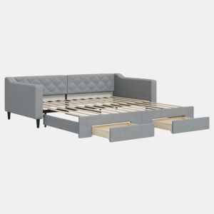Sofá-cama, Sofá conversível c gavetão e gavetas 100x200 cm tecido cinzento-claro