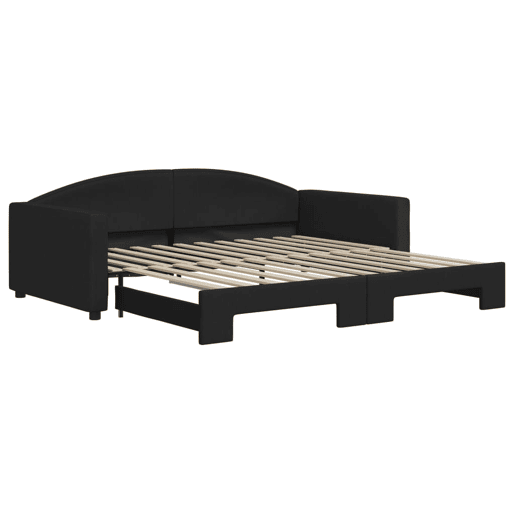 Sofá-cama, Sofá conversível com gavetão 100x200 cm tecido preto Sofá-cama, Sofá conversível com gavetão 100x200 cm tecido preto
