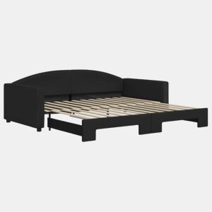 Sofá-cama, Sofá conversível com gavetão 100x200 cm tecido preto
