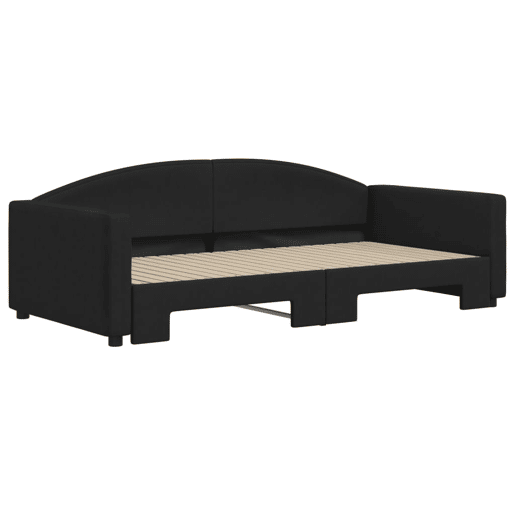 Sofá-cama, Sofá conversível com gavetão 100x200 cm tecido preto Sofá-cama, Sofá conversível com gavetão 100x200 cm tecido preto