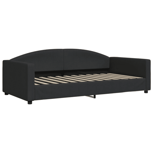 Sofá-cama, Sofá conversível com gavetão 100x200 cm tecido preto Sofá-cama, Sofá conversível com gavetão 100x200 cm tecido preto