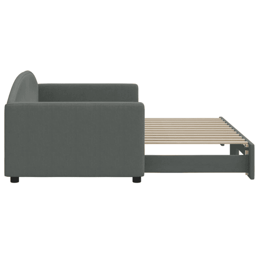 Sofá-cama, Sofá conversível com gavetão 90x200 cm tecido cinzento-escuro