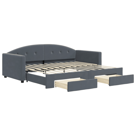 Sofá-cama, Sofá conversível c gavetão e gavetas 90x200 cm veludo cinzento-escuro Sofá-cama, Sofá conversível c gavetão e gavetas 90x200 cm veludo cinzento-escuro