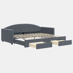 Sofá-cama, Sofá conversível c gavetão e gavetas 90x200 cm veludo cinzento-escuro