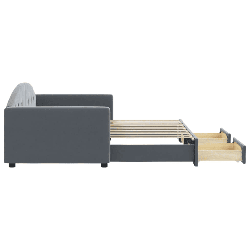 Sofá-cama, Sofá conversível c gavetão e gavetas 90x200 cm veludo cinzento-escuro Sofá-cama, Sofá conversível c gavetão e gavetas 90x200 cm veludo cinzento-escuro