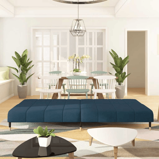 Sofá-cama, Sofá conversível de 2 lugares veludo azul
