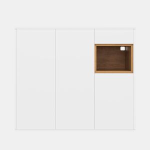 Sapateira 105x39,5x100,5 cm - Com gaveta, prateleiras ajustáveis - Branco e madeira natural