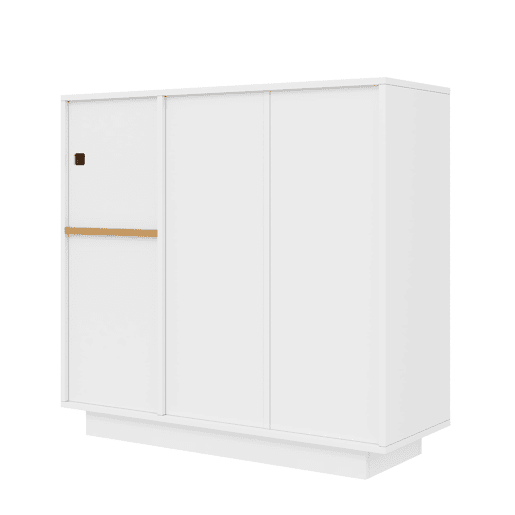 Sapateira 105x39,5x100,5 cm - Com gaveta, prateleiras ajustáveis - Branco e madeira natural