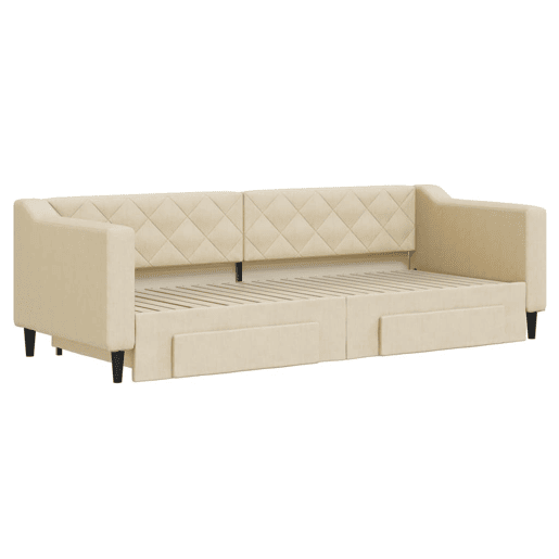 Sofá-cama, Sofá conversível com gavetão e gavetas 80x200 cm tecido cor creme