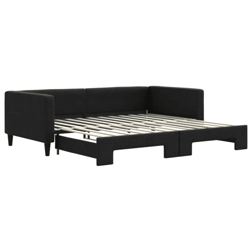 Sofá-cama, Sofá conversível com gavetão 100x200 cm tecido preto