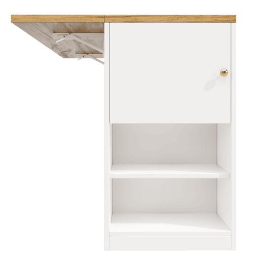 Ilha de cozinha moderna 140x70x90 cm - Com gavetas, prateleiras e armários - Branco