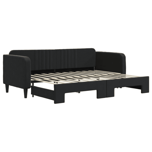 Sofá-cama, Sofá conversível com gavetão 80x200 cm veludo preto