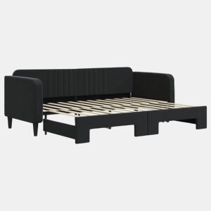 Sofá-cama, Sofá conversível com gavetão 80x200 cm veludo preto