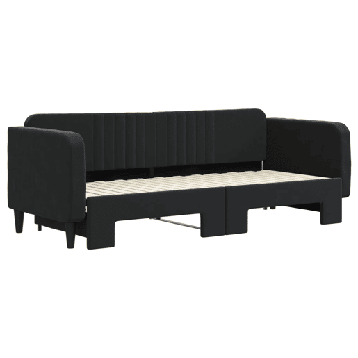 Sofá-cama, Sofá conversível com gavetão 80x200 cm veludo preto