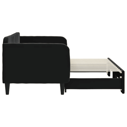 Sofá-cama, Sofá conversível com gavetão 80x200 cm veludo preto
