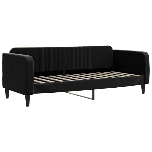 Sofá-cama, Sofá conversível com gavetão 80x200 cm veludo preto