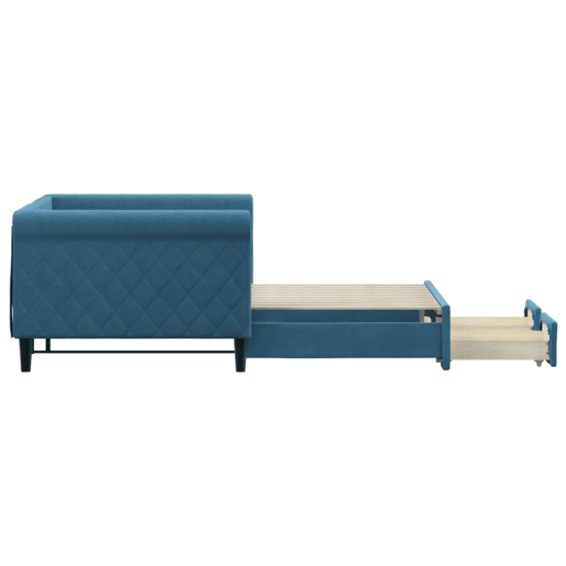 Sofá-cama, Sofá conversível com gavetão e gavetas 90x200 cm veludo azul Sofá-cama, Sofá conversível com gavetão e gavetas 90x200 cm veludo azul