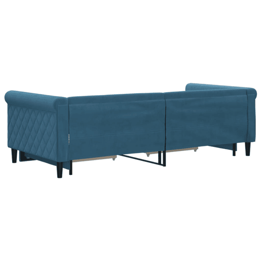 Sofá-cama, Sofá conversível com gavetão e gavetas 90x200 cm veludo azul Sofá-cama, Sofá conversível com gavetão e gavetas 90x200 cm veludo azul