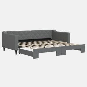 Sofá-cama, Sofá conversível com gavetão 90x200 cm tecido cinzento-escuro