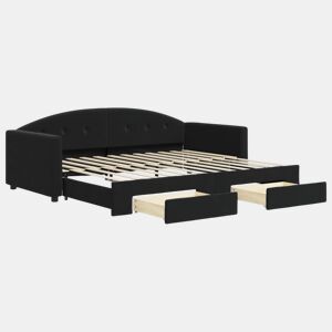 Sofá-cama, Sofá conversível com gavetão e gavetas 90x200 cm veludo preto