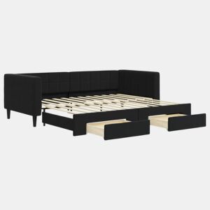 Sofá-cama, Sofá conversível com gavetão e gavetas 90x200 cm veludo preto