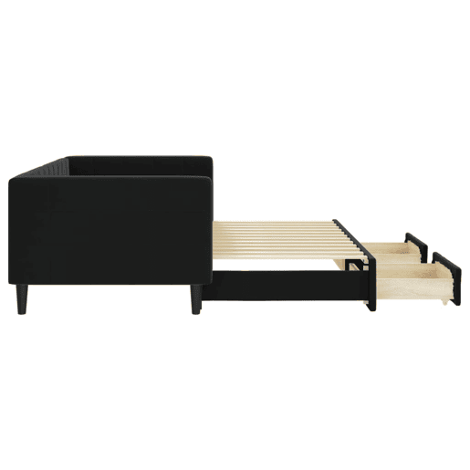 Sofá-cama, Sofá conversível com gavetão e gavetas 90x200 cm veludo preto Sofá-cama, Sofá conversível com gavetão e gavetas 90x200 cm veludo preto