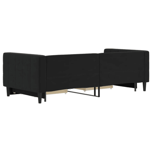 Sofá-cama, Sofá conversível com gavetão e gavetas 90x200 cm veludo preto Sofá-cama, Sofá conversível com gavetão e gavetas 90x200 cm veludo preto