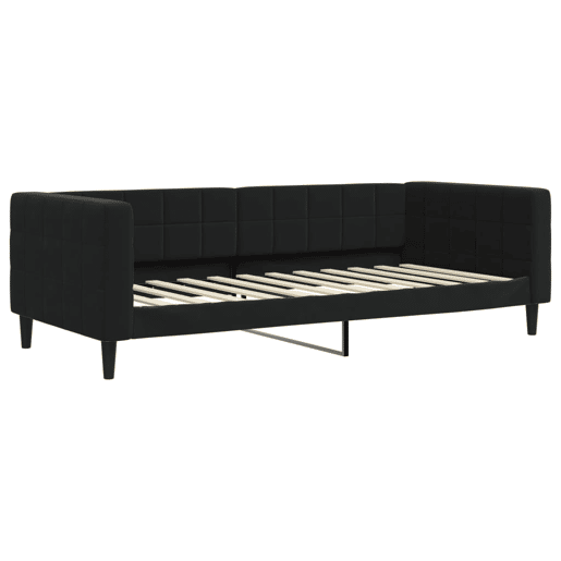 Sofá-cama, Sofá conversível com gavetão e gavetas 90x200 cm veludo preto Sofá-cama, Sofá conversível com gavetão e gavetas 90x200 cm veludo preto