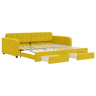 Sofá-cama, Sofá conversível com gavetão e gavetas 100x200 cm veludo amarelo