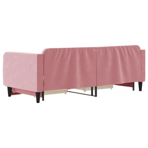 Sofá-cama, Sofá conversível com gavetão e gavetas 90x200 cm veludo rosa Sofá-cama, Sofá conversível com gavetão e gavetas 90x200 cm veludo rosa