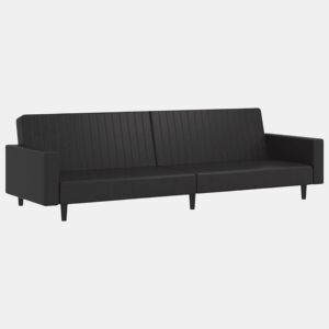 Sofá-cama, Sofá conversível de 2 lugares couro artificial preto