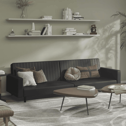 Sofá-cama, Sofá conversível de 2 lugares couro artificial preto