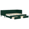 Sofá-cama, Sofá conversível c gavetão e gavetas 90x200 cm veludo verde-escuro