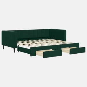 Sofá-cama, Sofá conversível c gavetão e gavetas 90x200 cm veludo verde-escuro