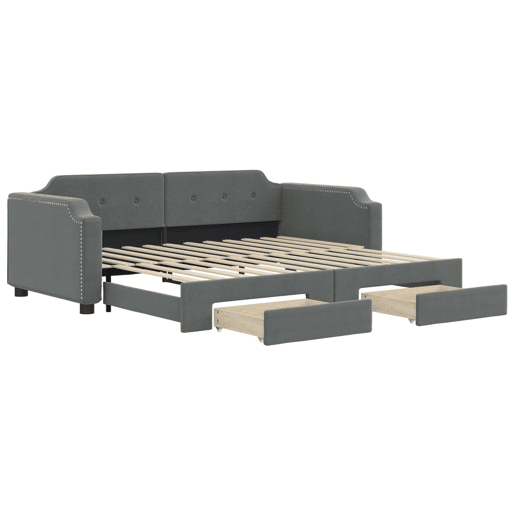 Sofá-cama, Sofá conversível c gavetão e gavetas 80x200 cm tecido cinzento-escuro