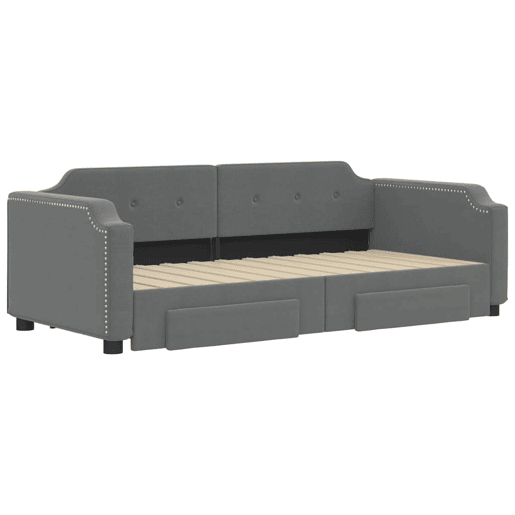 Sofá-cama, Sofá conversível c gavetão e gavetas 80x200 cm tecido cinzento-escuro