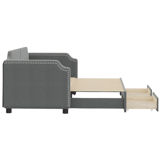 Sofá-cama, Sofá conversível c gavetão e gavetas 80x200 cm tecido cinzento-escuro