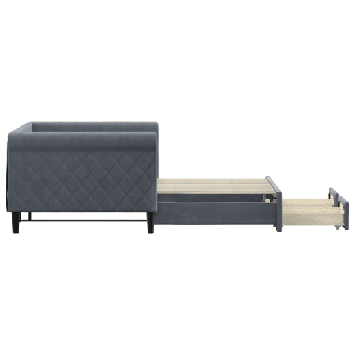 Sofá-cama, Sofá conversível c gavetão e gavetas 90x200 cm veludo cinzento-escuro Sofá-cama, Sofá conversível c gavetão e gavetas 90x200 cm veludo cinzento-escuro