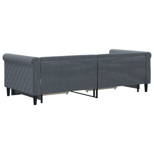 Sofá-cama, Sofá conversível c gavetão e gavetas 90x200 cm veludo cinzento-escuro Sofá-cama, Sofá conversível c gavetão e gavetas 90x200 cm veludo cinzento-escuro