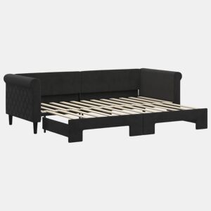 Sofá-cama, Sofá conversível com gavetão 80x200 cm veludo preto