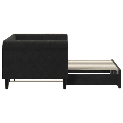 Sofá-cama, Sofá conversível com gavetão 80x200 cm veludo preto Sofá-cama, Sofá conversível com gavetão 80x200 cm veludo preto