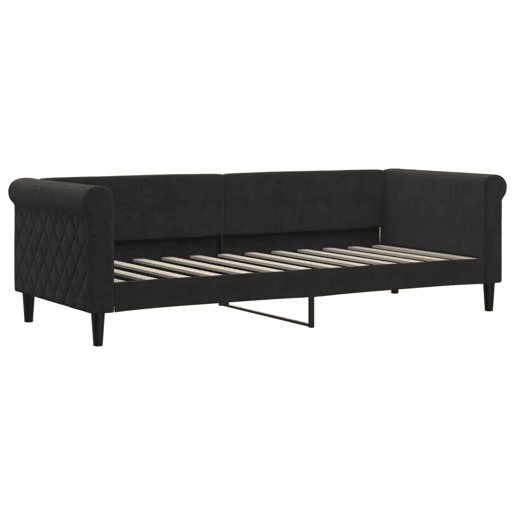 Sofá-cama, Sofá conversível com gavetão 80x200 cm veludo preto Sofá-cama, Sofá conversível com gavetão 80x200 cm veludo preto