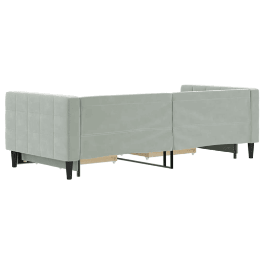 Sofá-cama, Sofá conversível c gavetão e gavetas 90x200 cm veludo cinzento-claro Sofá-cama, Sofá conversível c gavetão e gavetas 90x200 cm veludo cinzento-claro