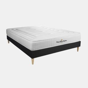 Pack sommier em kit preto com colchão LANCASTER 150x200cm - Altura : 22 cm - Molas ensacadas e viscoelástico - Firmeza : Alta com 3 Zona de firmeza