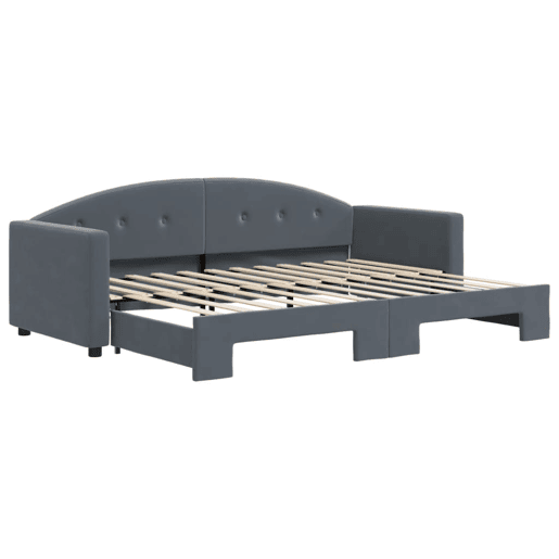 Sofá-cama, Sofá conversível com gavetão 80x200 cm veludo cinzento-escuro Sofá-cama, Sofá conversível com gavetão 80x200 cm veludo cinzento-escuro