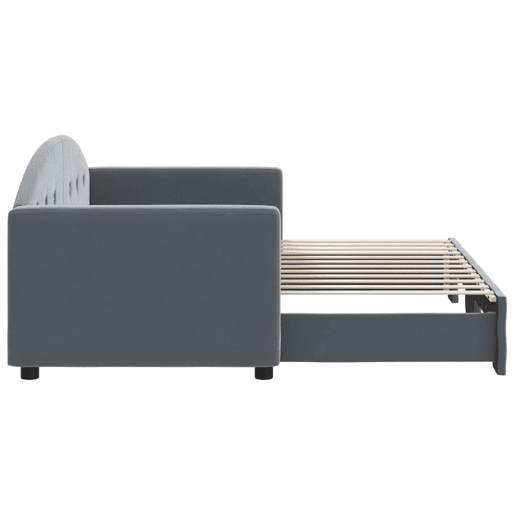 Sofá-cama, Sofá conversível com gavetão 80x200 cm veludo cinzento-escuro Sofá-cama, Sofá conversível com gavetão 80x200 cm veludo cinzento-escuro